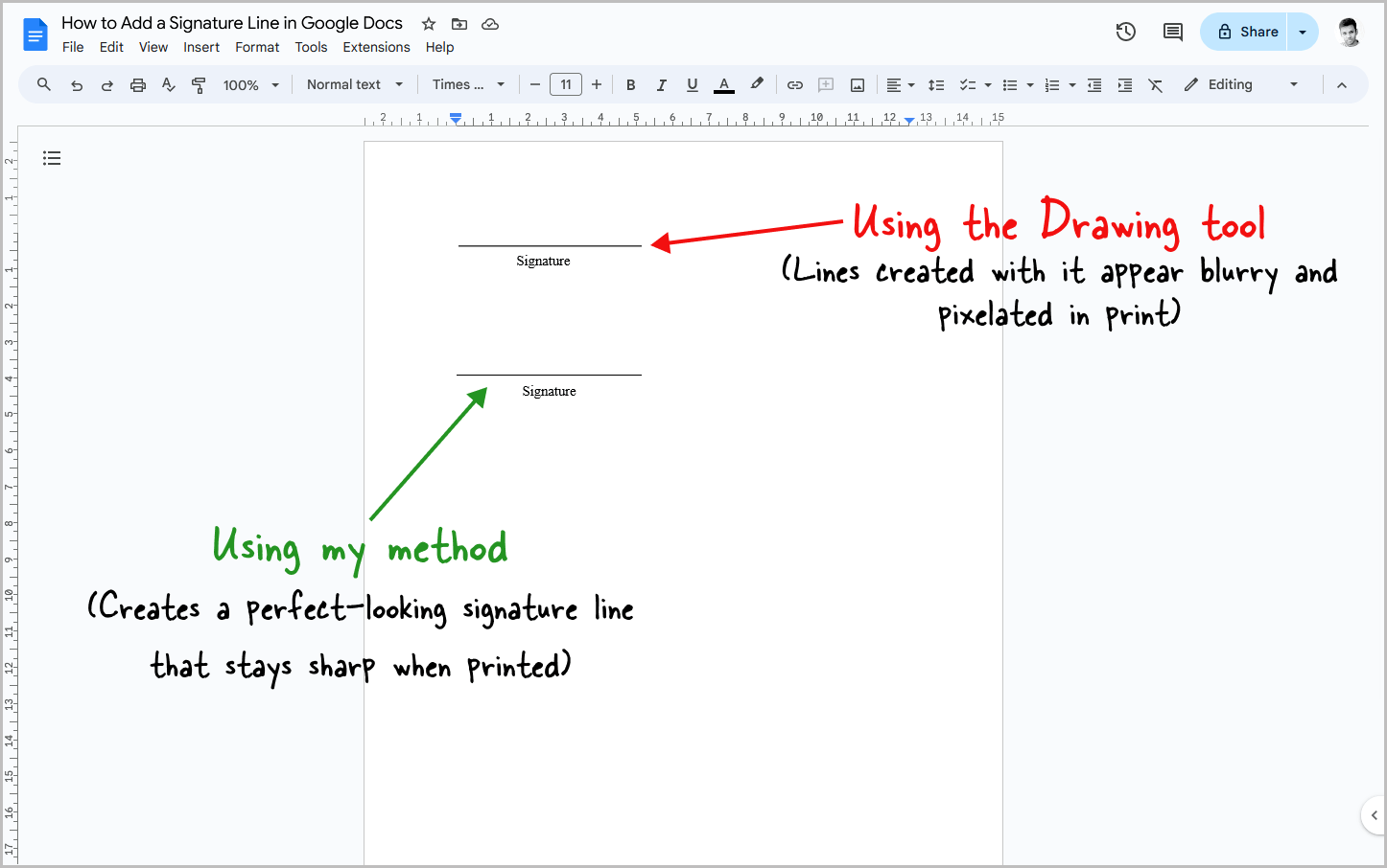 How to Add a Signature Line in Google Docs