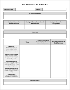 UDL Lesson Plan Template
