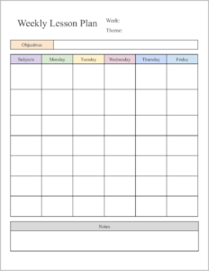 Weekly Lesson Plan Template