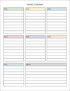 Minimal Travel Itinerary Template