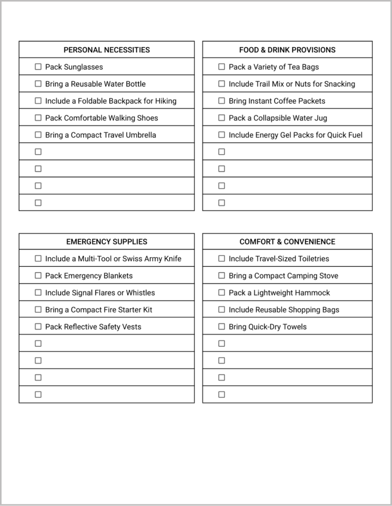 Free Road Trip Itinerary Template for Google Docs