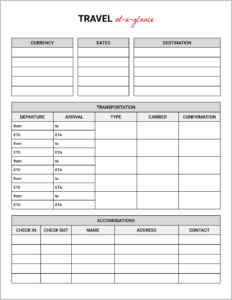 Travel at-a-Glance Template