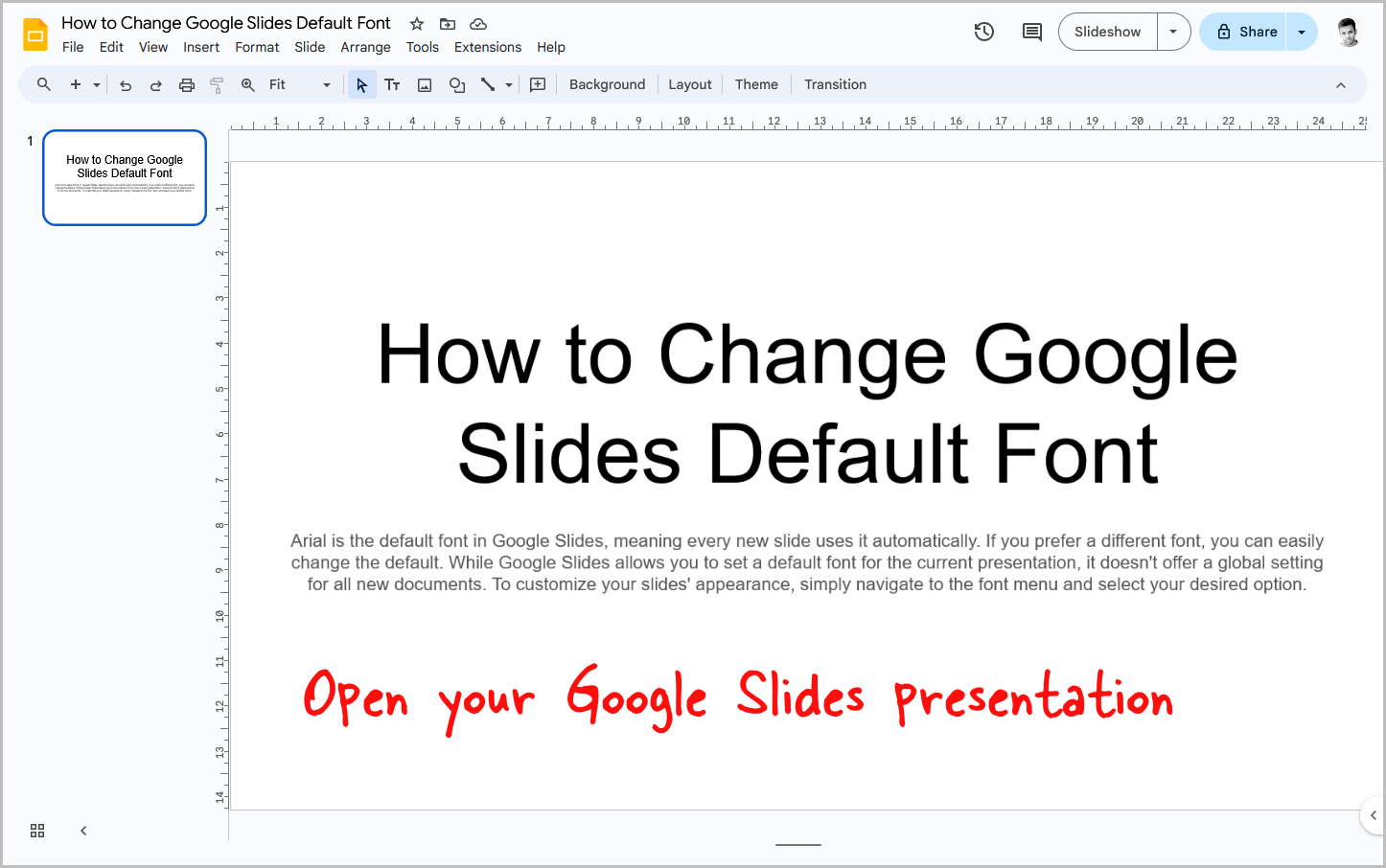 How to Change Google Slides Default Font