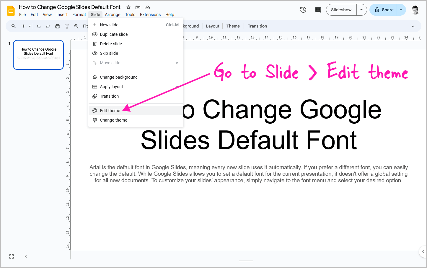 How to Change Google Slides Default Font