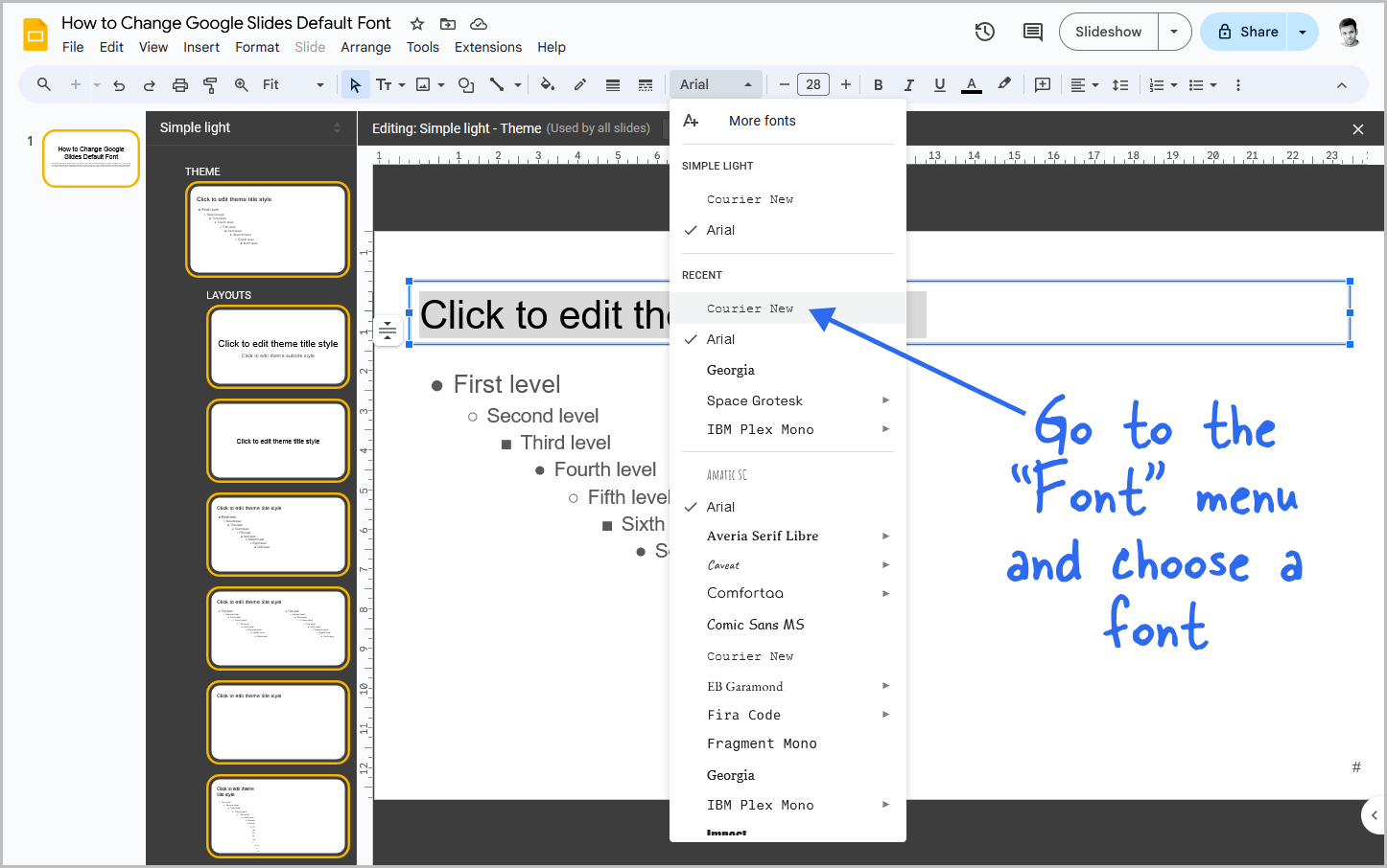 How to Change Google Slides Default Font