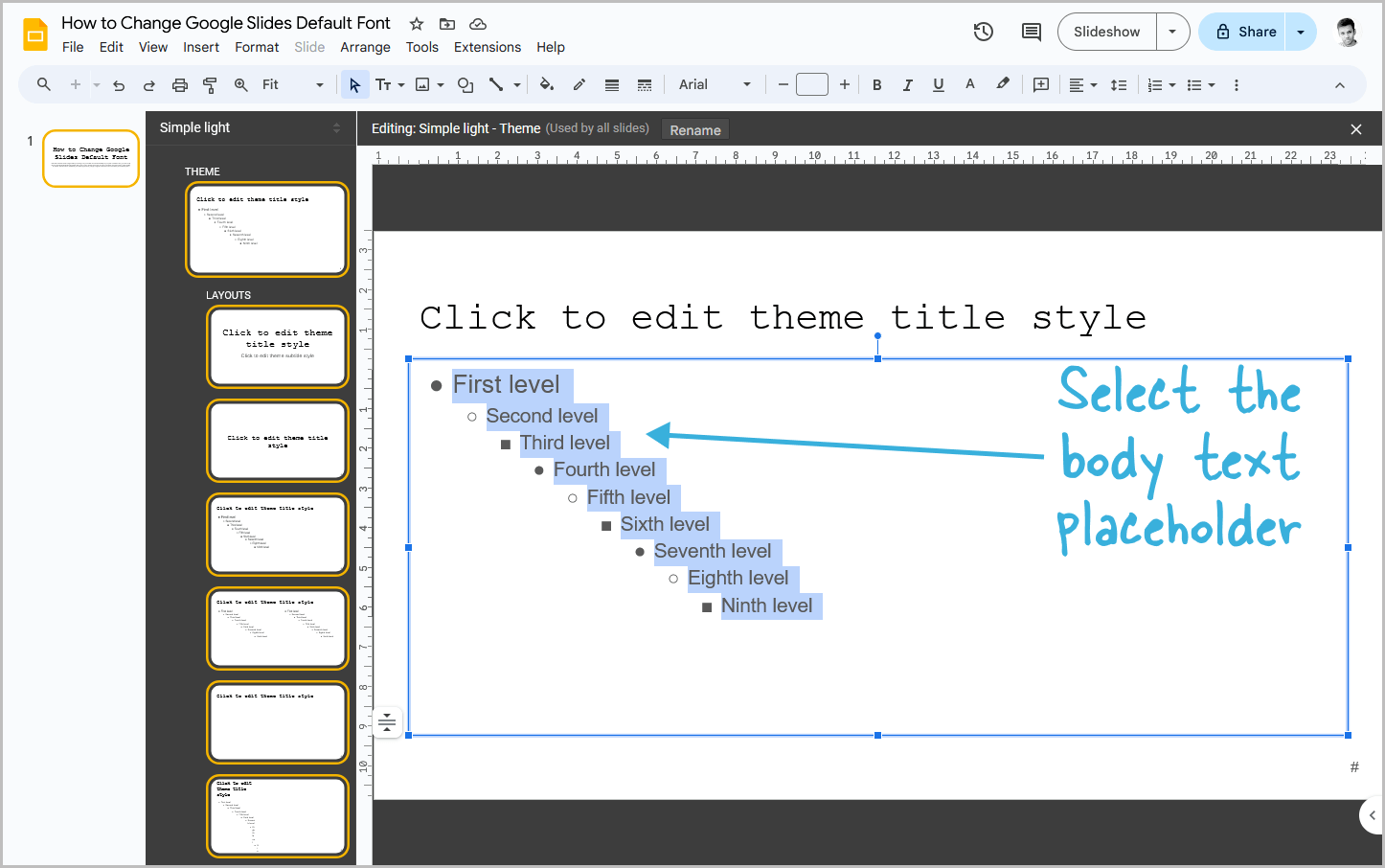 How to Change Google Slides Default Font