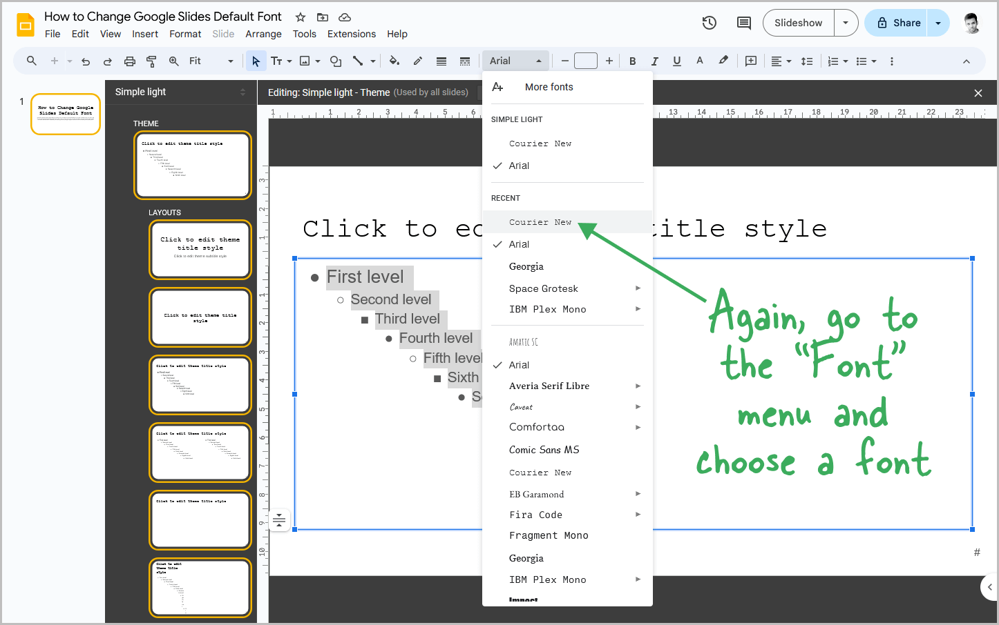 How to Change Google Slides Default Font