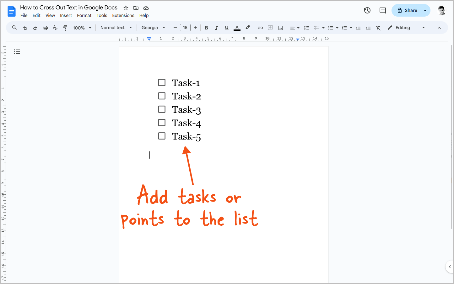 How to Cross Out Text in Google Docs