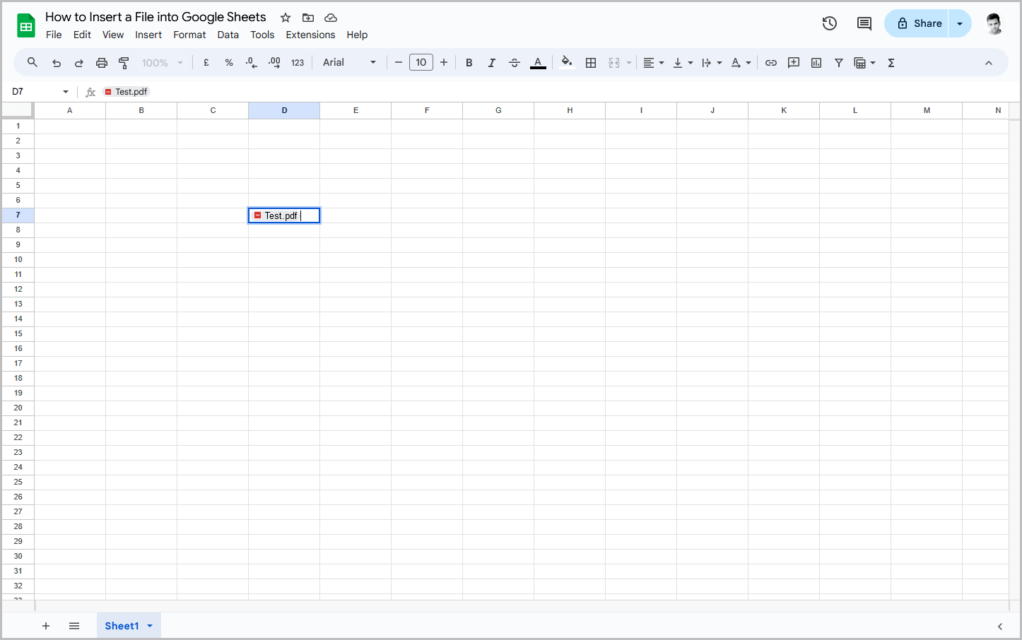 How to Insert a File into Google Sheets