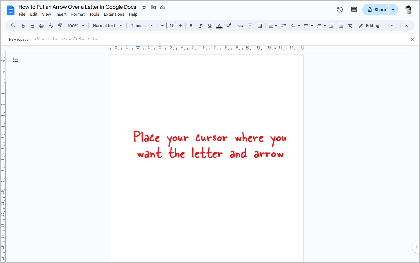 How to Put an Arrow Over a Letter in Google Docs