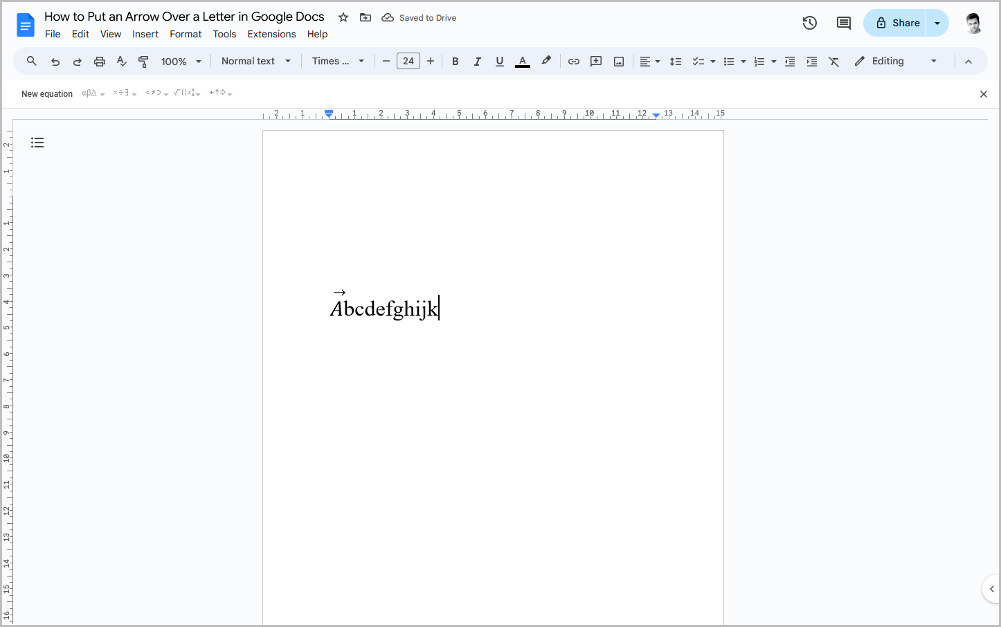 How to Put an Arrow Over a Letter in Google Docs