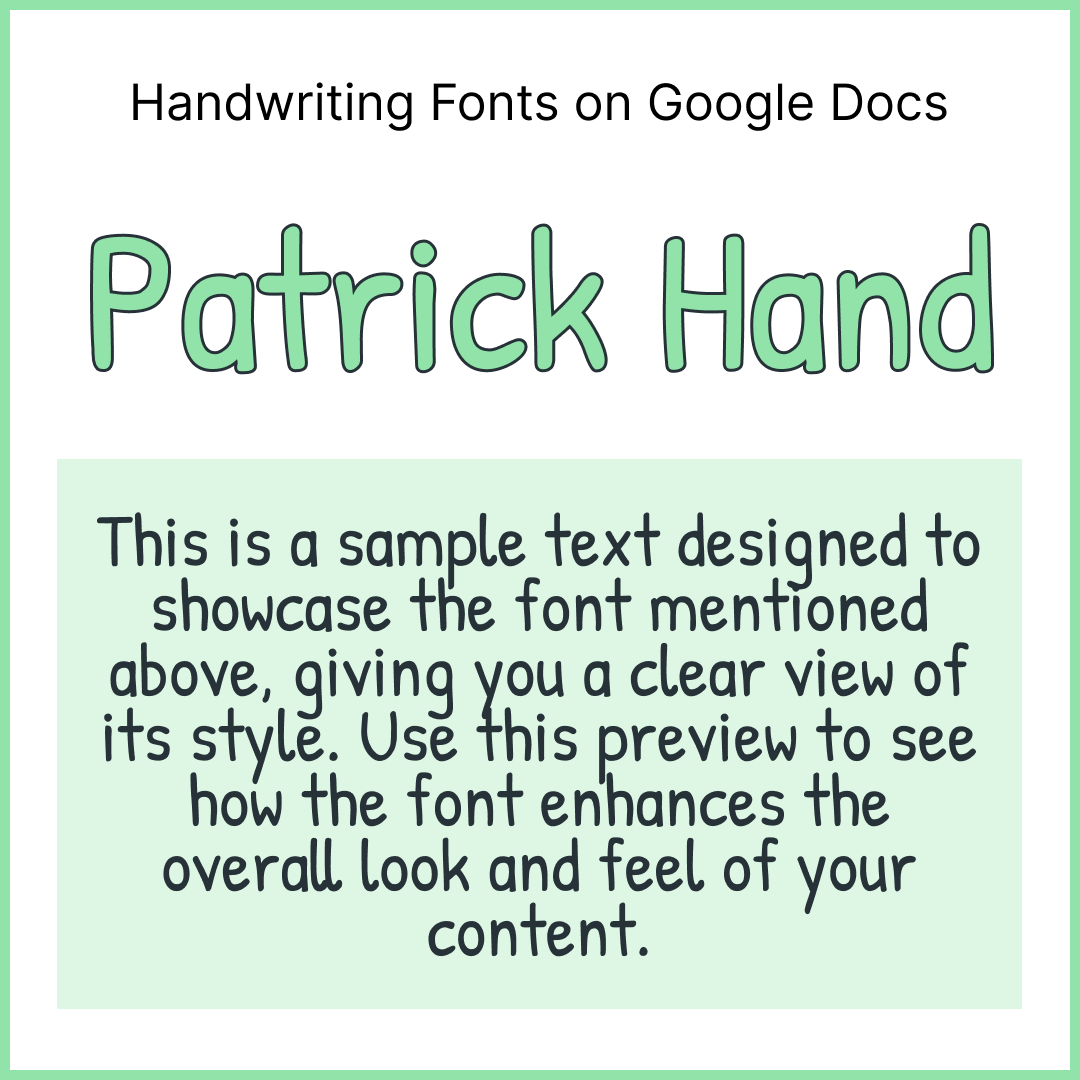 Handwriting Fonts Google Docs