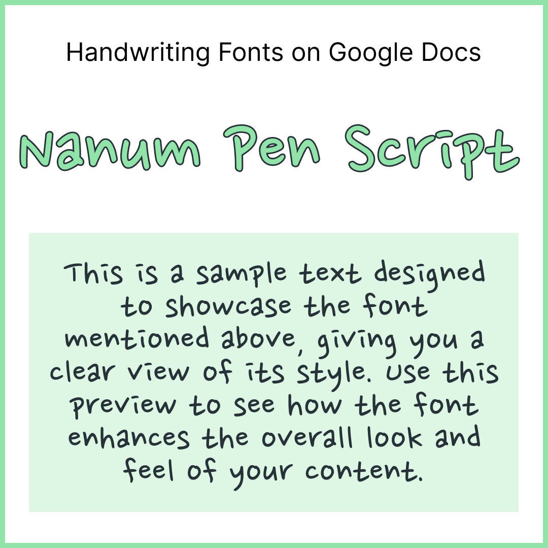 Handwriting Fonts Google Docs