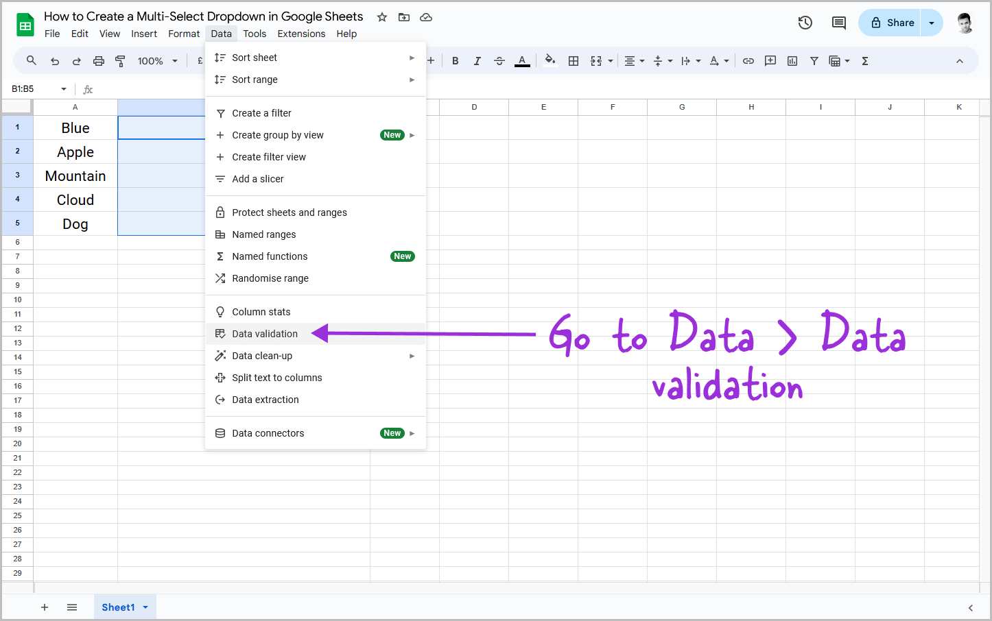 How to Create a Multi-Select Dropdown in Google Sheets