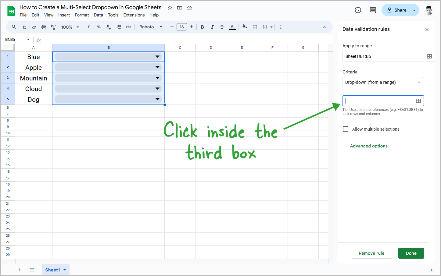 How to Create a Multi-Select Dropdown in Google Sheets