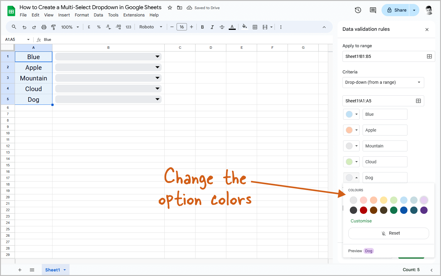 How to Create a Multi-Select Dropdown in Google Sheets