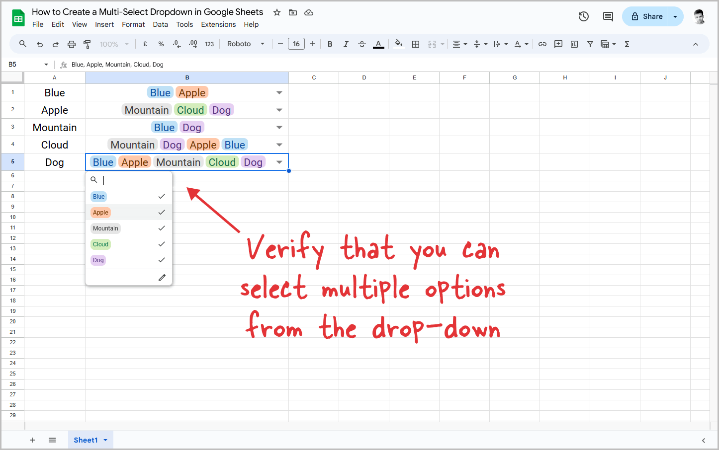 How to Create a Multi-Select Dropdown in Google Sheets