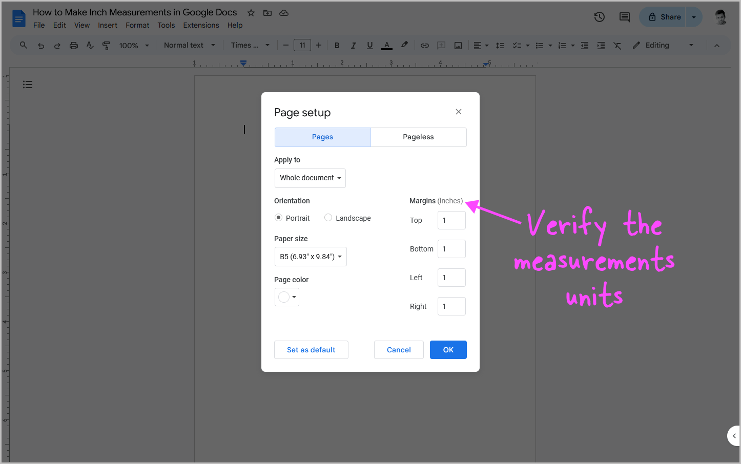 How to Make Inch Measurements in Google Docs