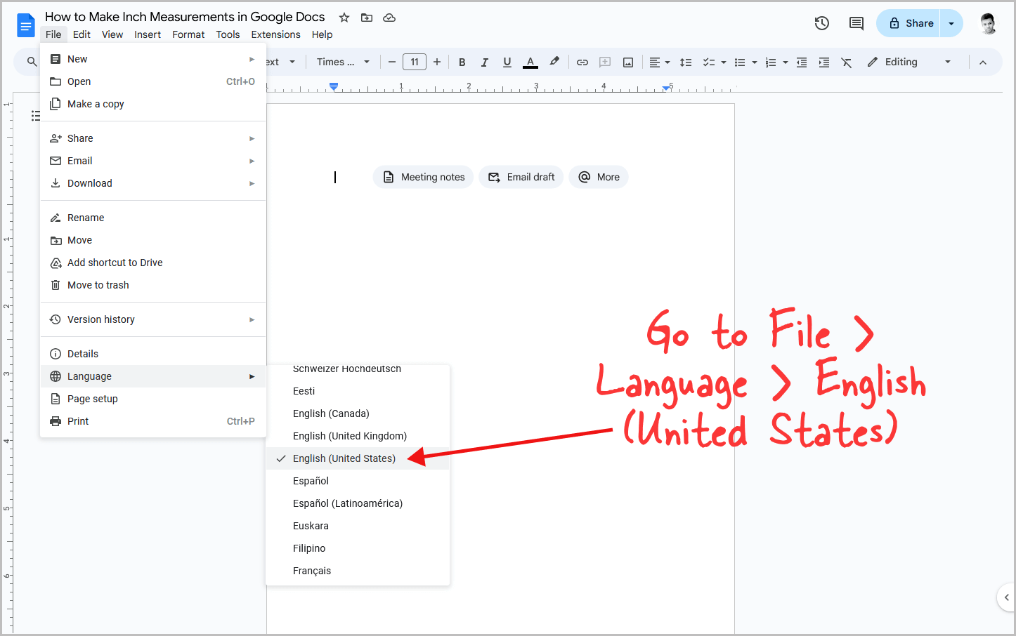 How to Make Inch Measurements in Google Docs