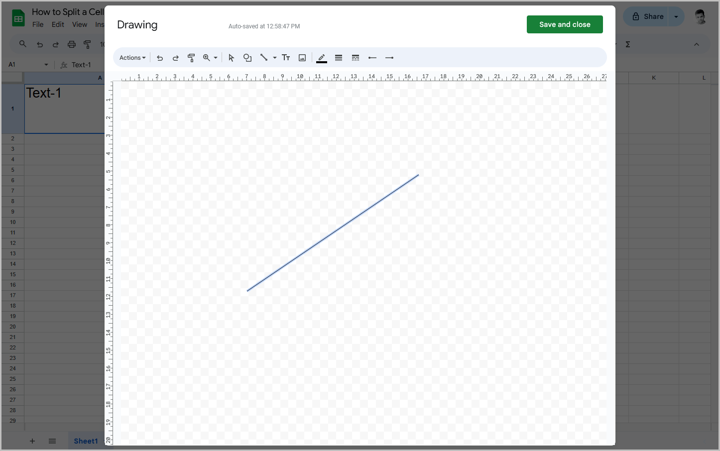 How to Split a Cell Diagonally in Google Sheets