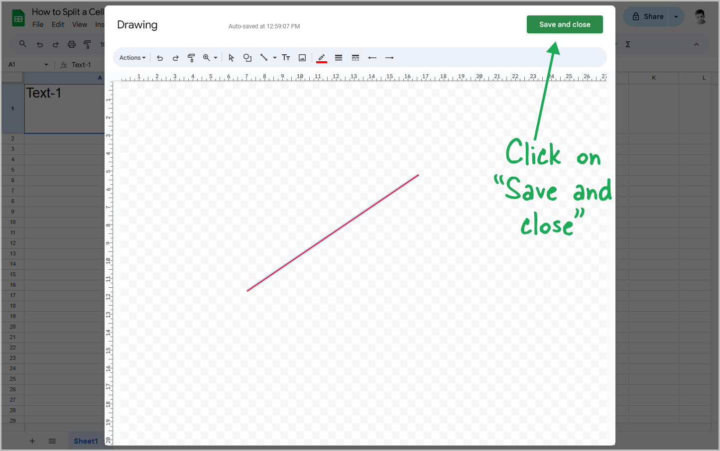 How to Split a Cell Diagonally in Google Sheets