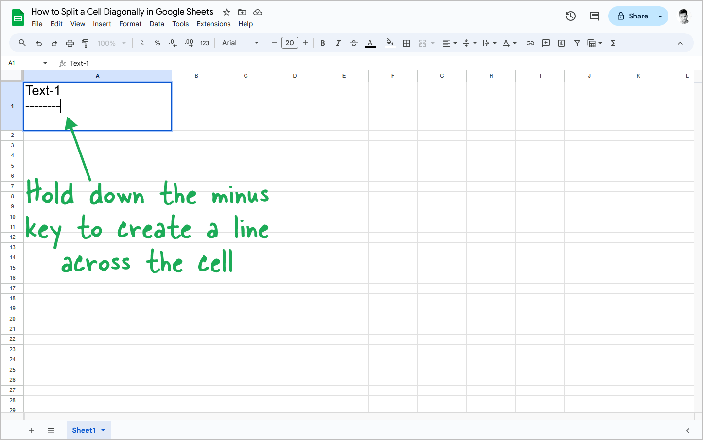 How to Split a Cell Diagonally in Google Sheets