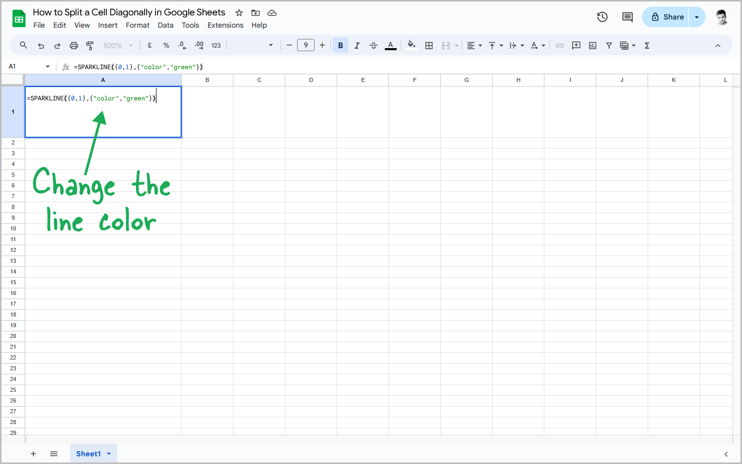 How to Split a Cell Diagonally in Google Sheets