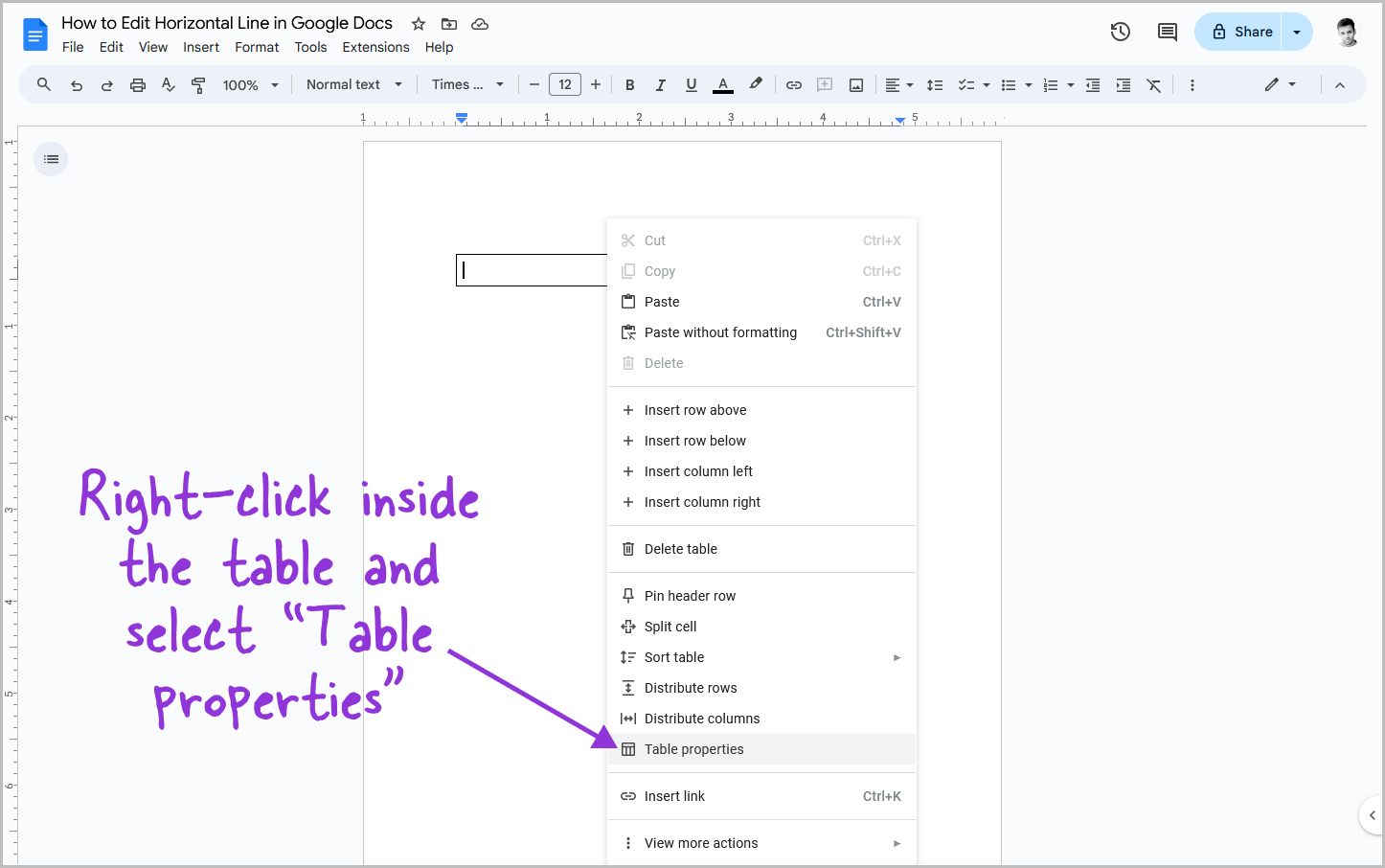 How to Edit Horizontal Line in Google Docs