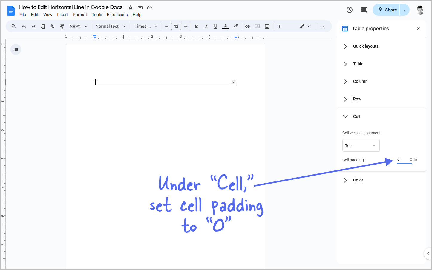 How to Edit Horizontal Line in Google Docs