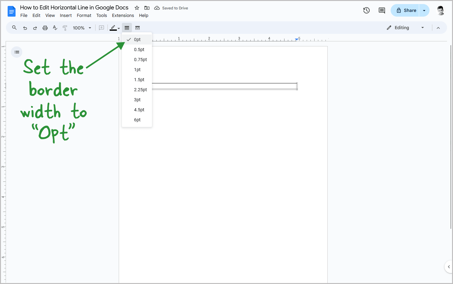 How to Edit Horizontal Line in Google Docs