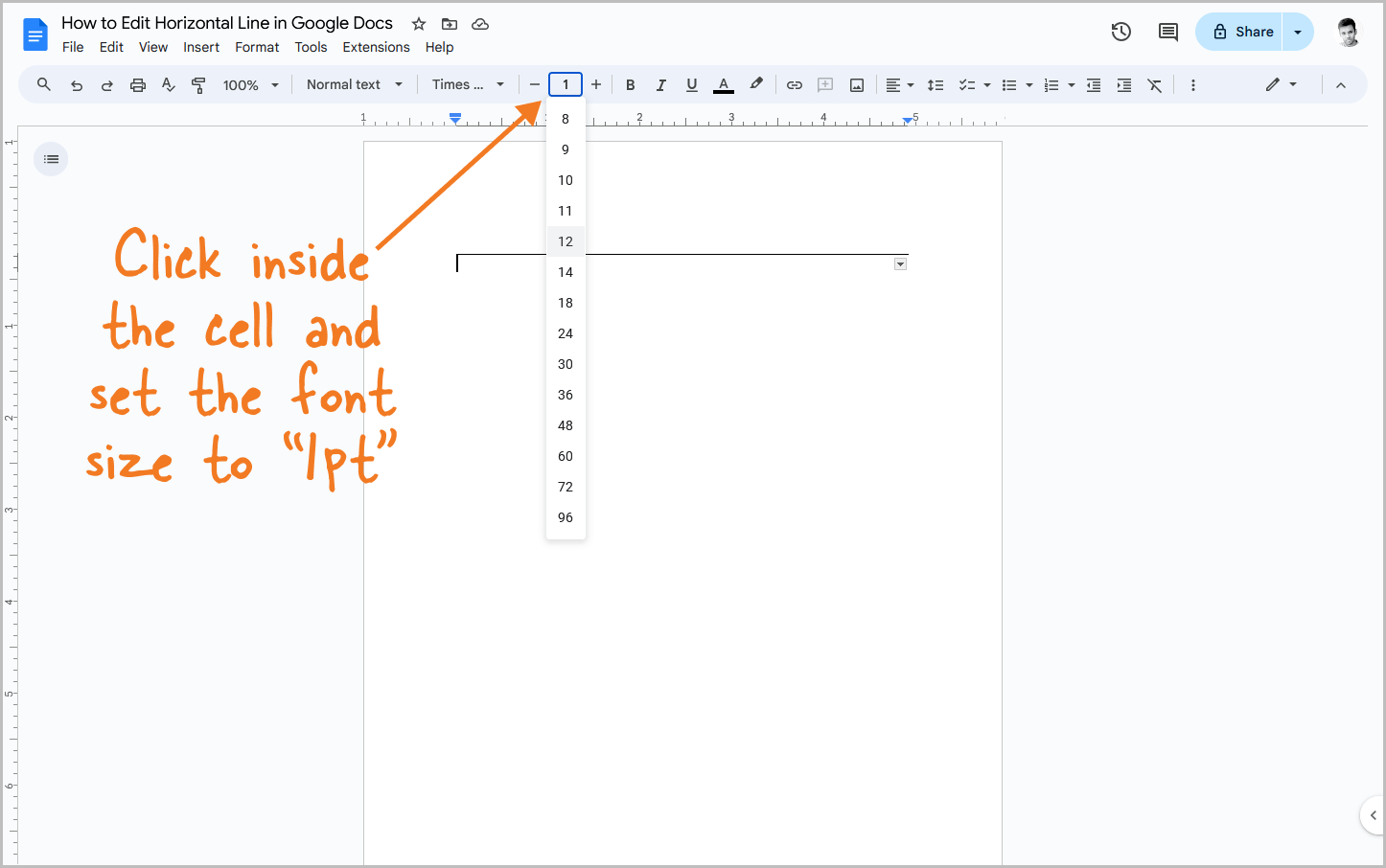 How to Edit Horizontal Line in Google Docs