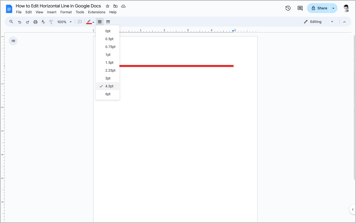 How to Edit Horizontal Line in Google Docs