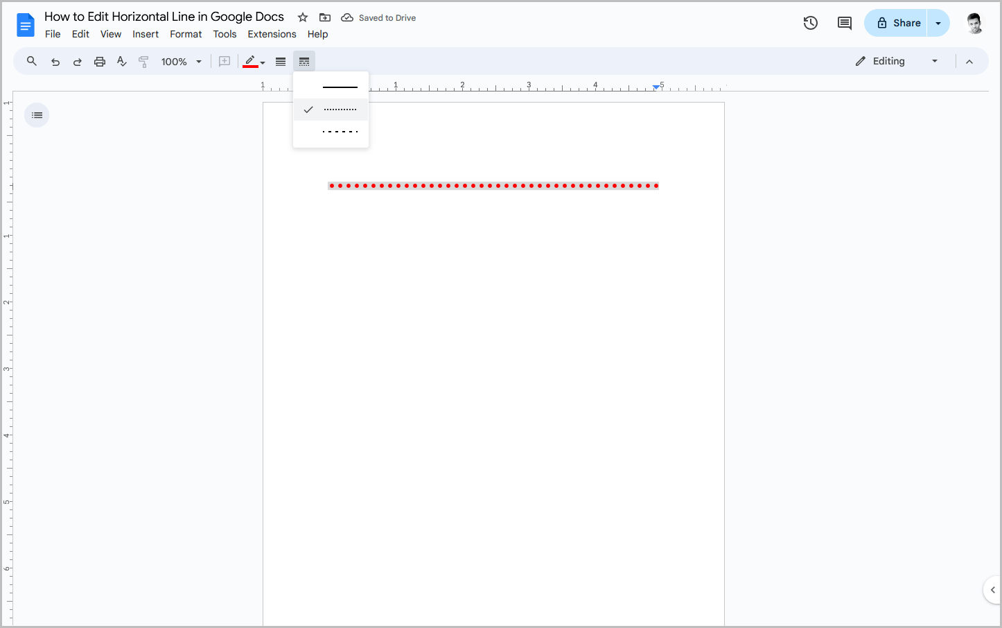 How to Edit Horizontal Line in Google Docs