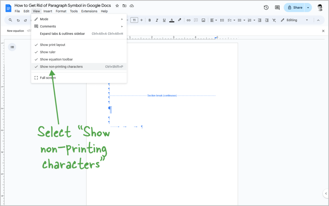 How to Get Rid of Paragraph Symbol in Google Docs (3 Steps)