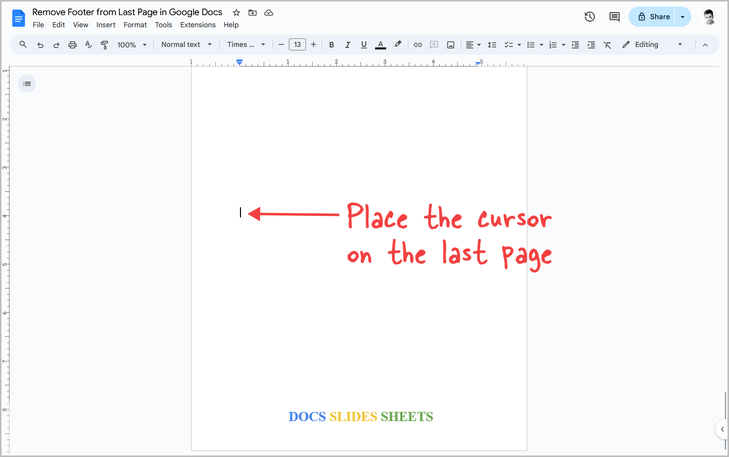 Remove Footer from Last Page in Google Docs