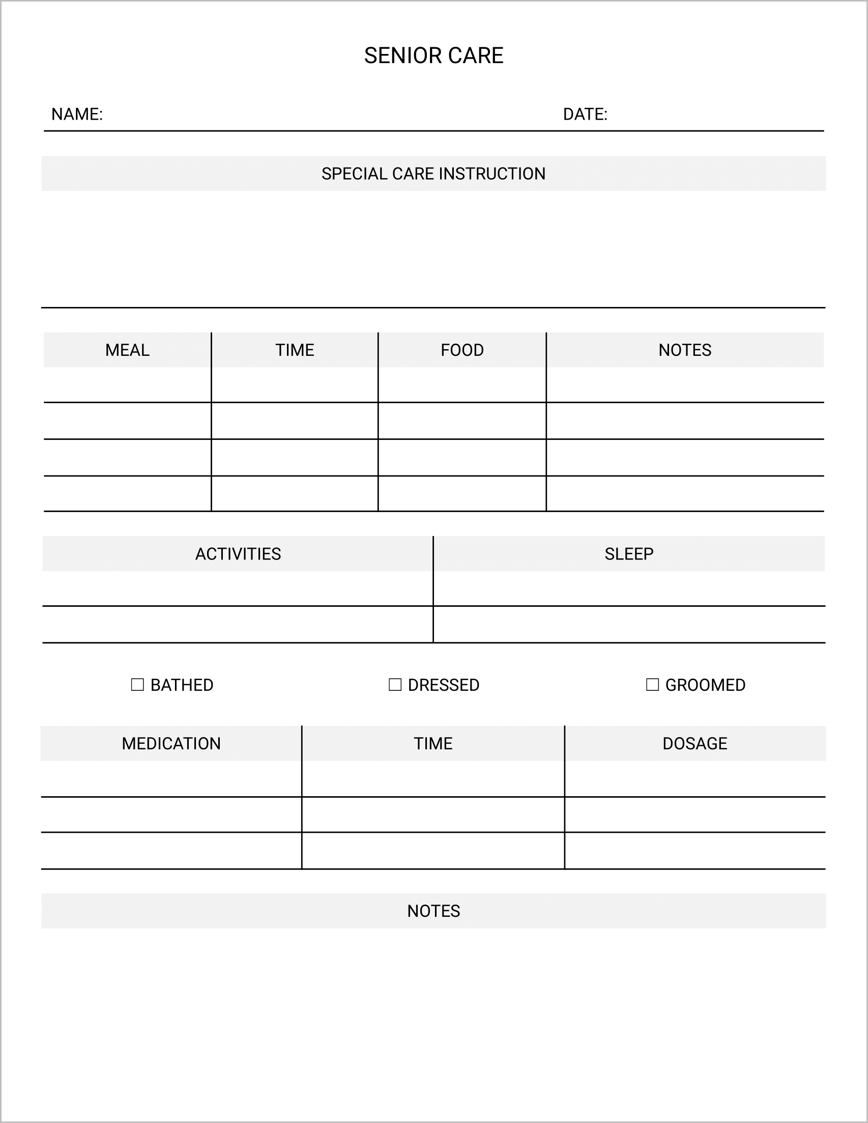 Simple Caregiver Form