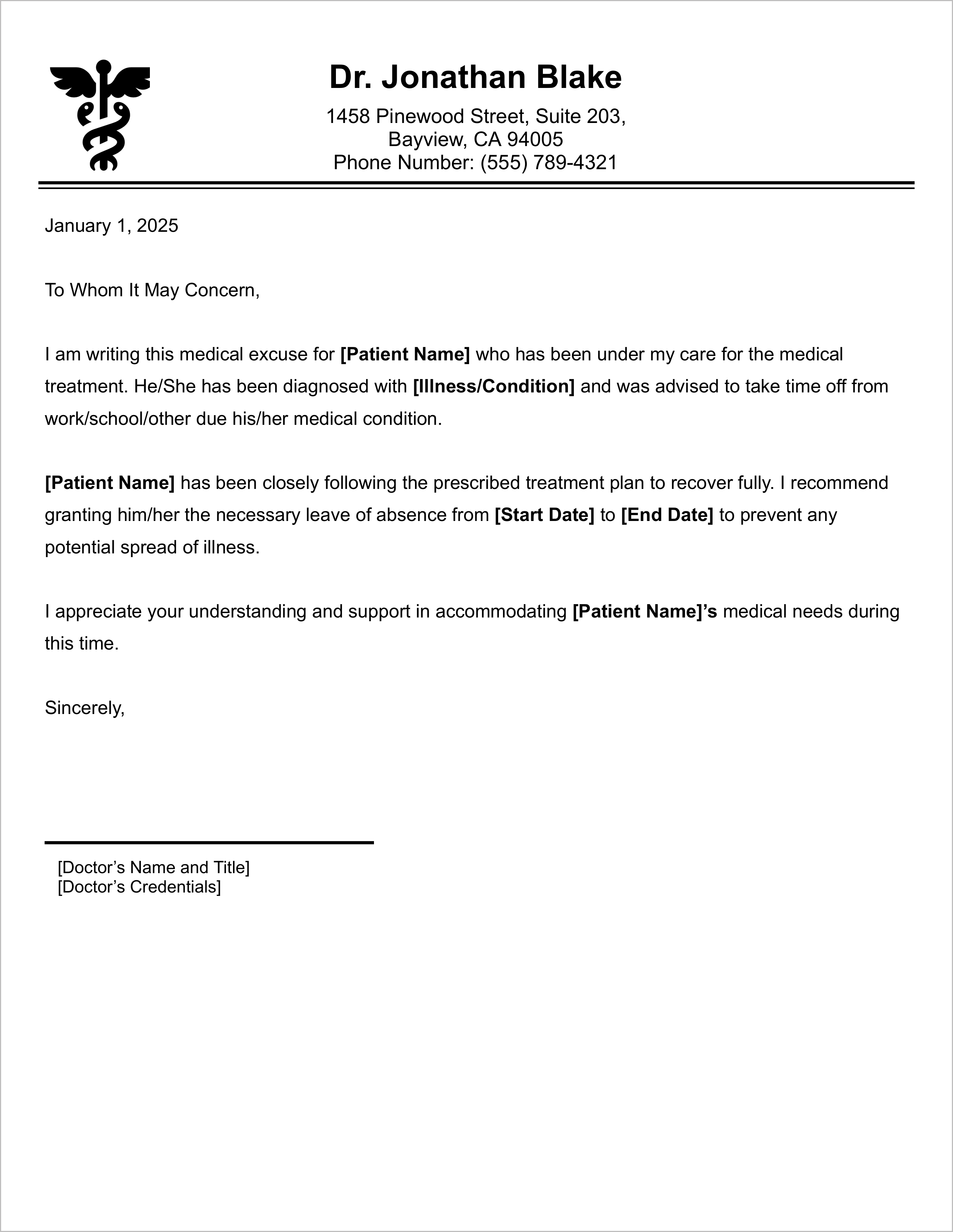 Free Fake Doctor’s Note Templates