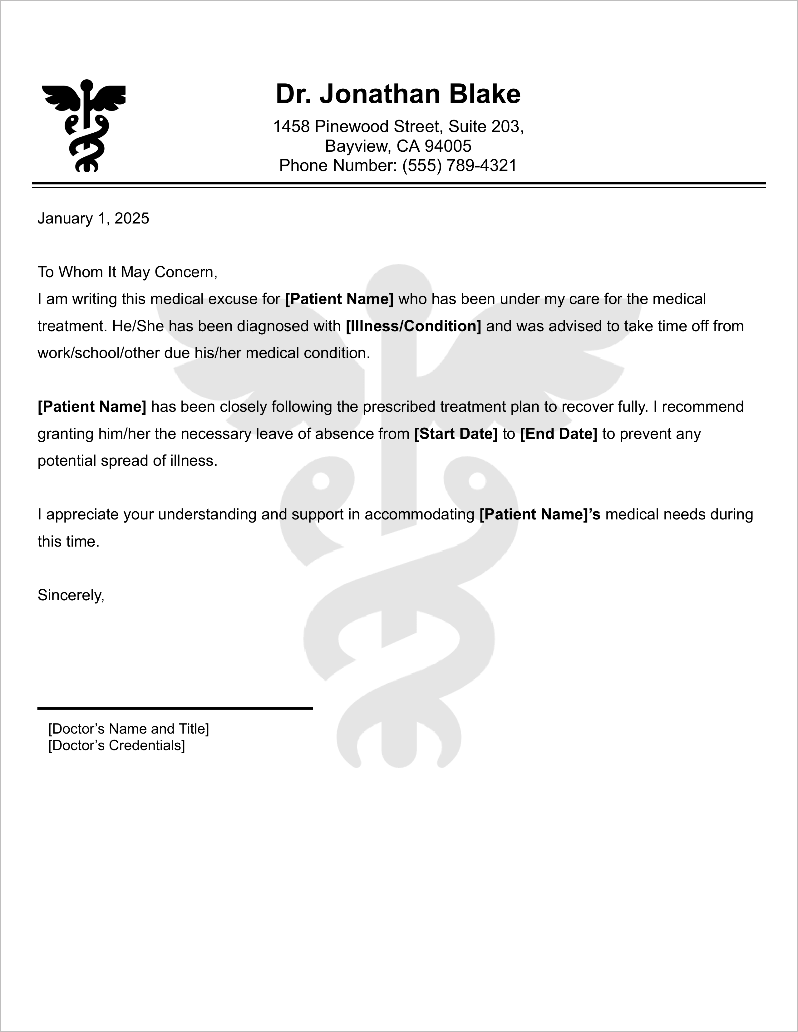 Free Fake Doctor’s Note Templates