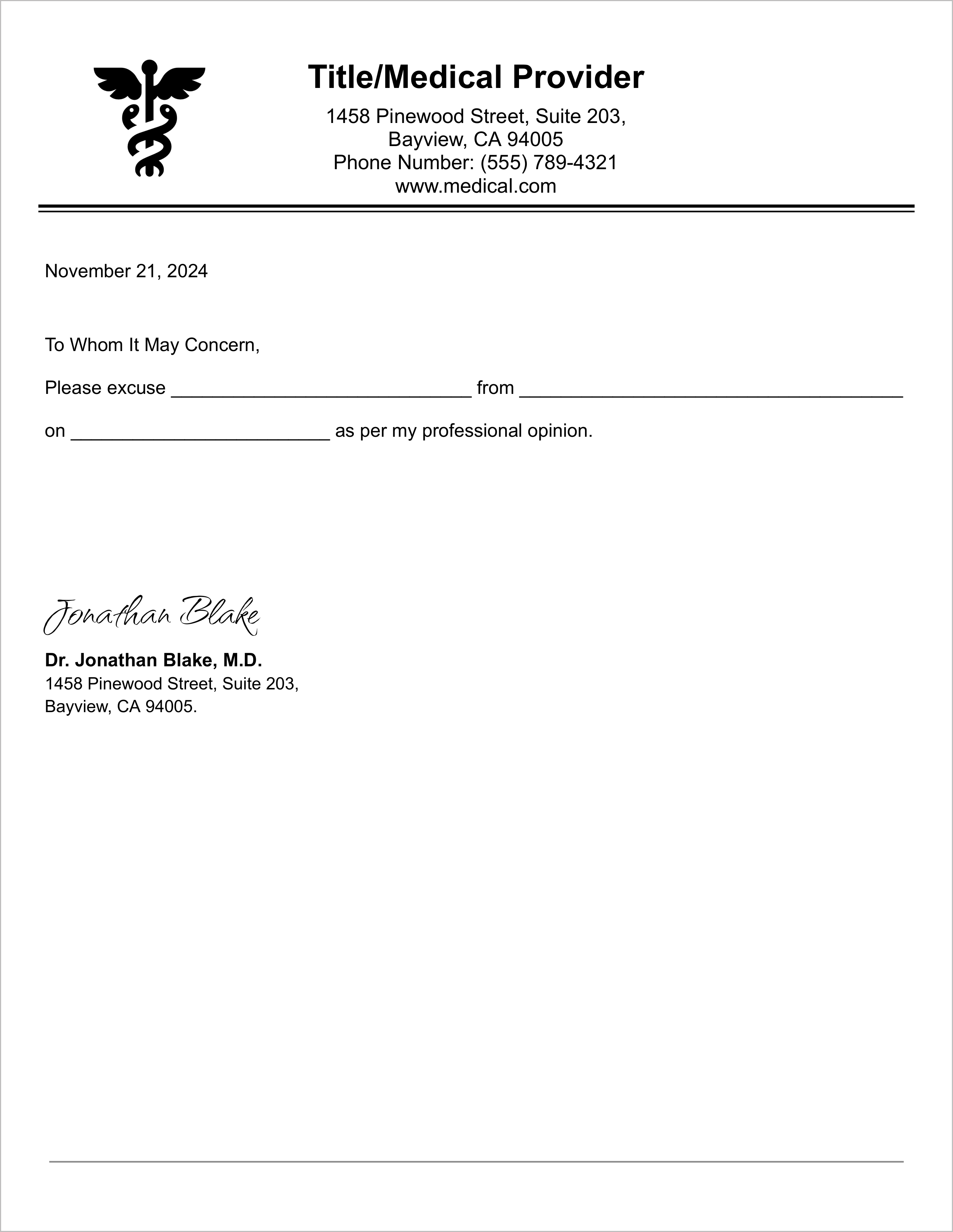 Free Fake Doctor’s Note Templates