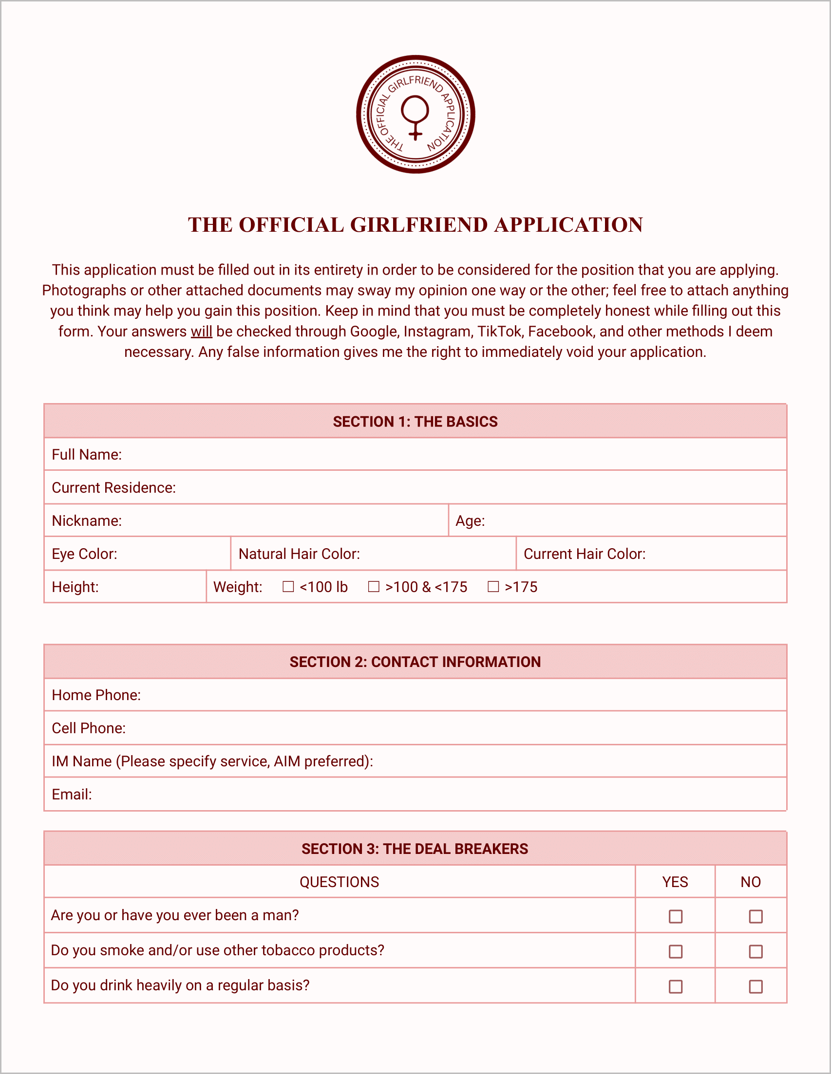 THE OFFICIAL GIRLFRIEND APPLICATION