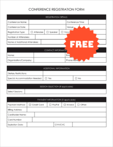 Free Conference Registration Form Template