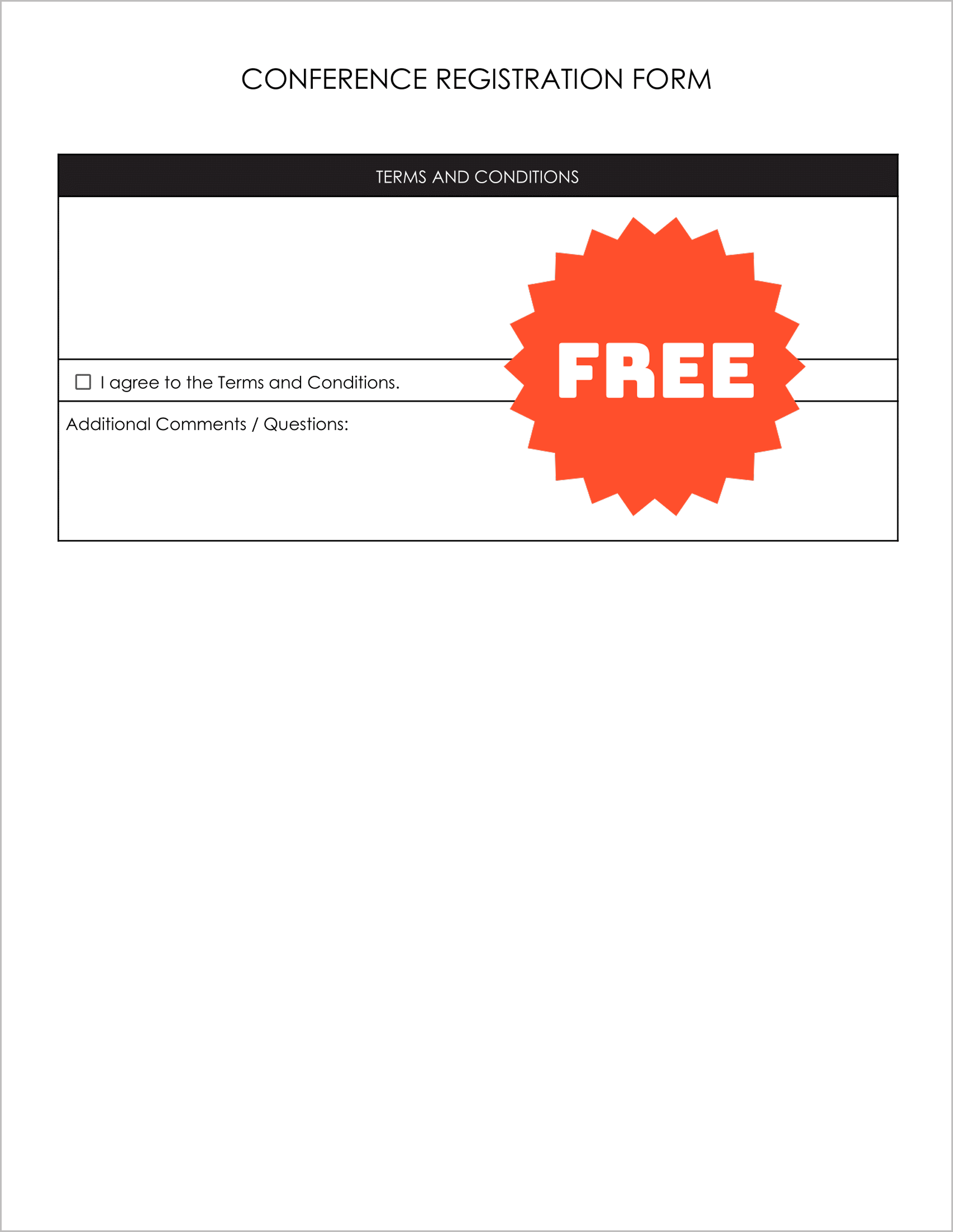 Free Conference Registration Form Template