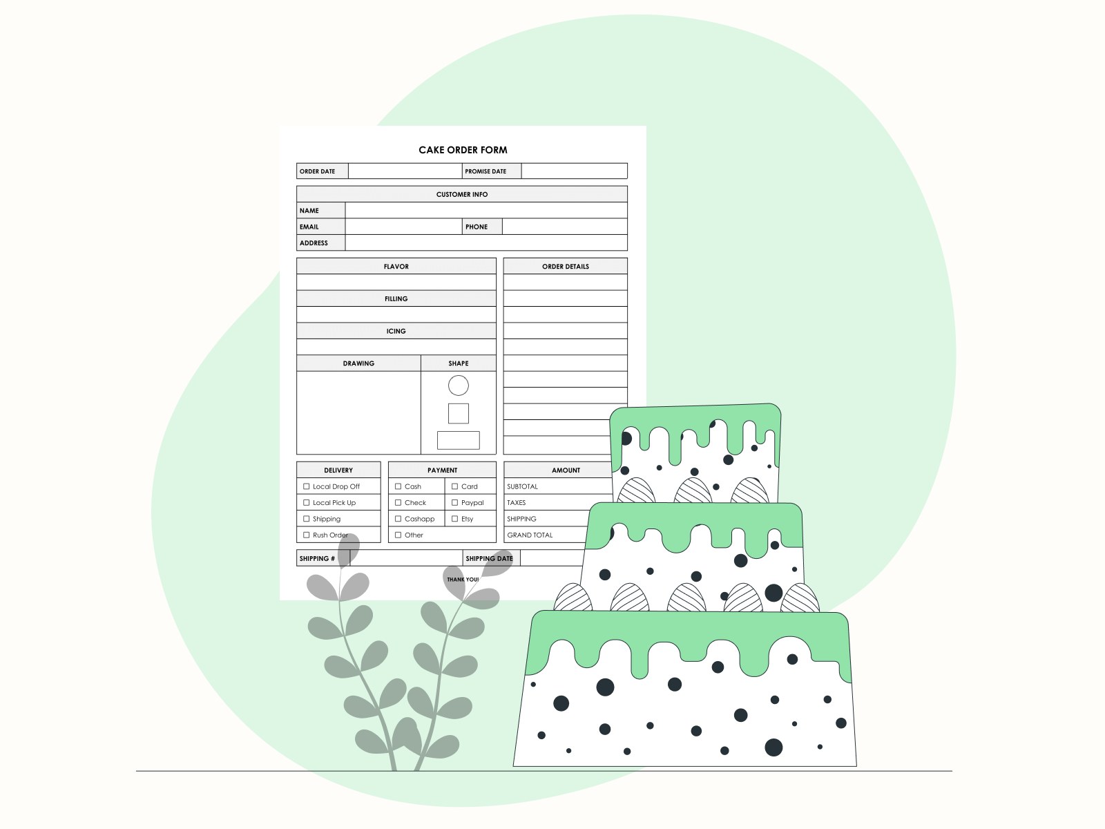 Free Customizable Cake Order Form