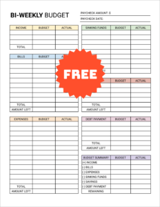 Free Editable Bi-Weekly Budget Planner Template