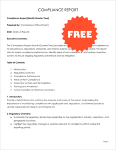 Free Editable Compliance Report Template