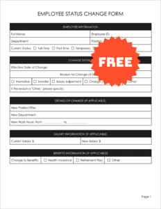 Free Editable Employee Status Change Template