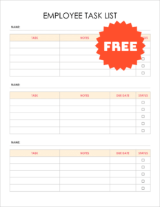 Free Editable Employee Task List Template