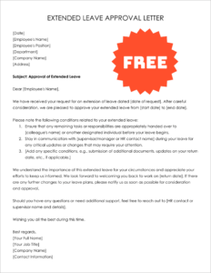 Free Editable Extended Leave Approval Letter Template