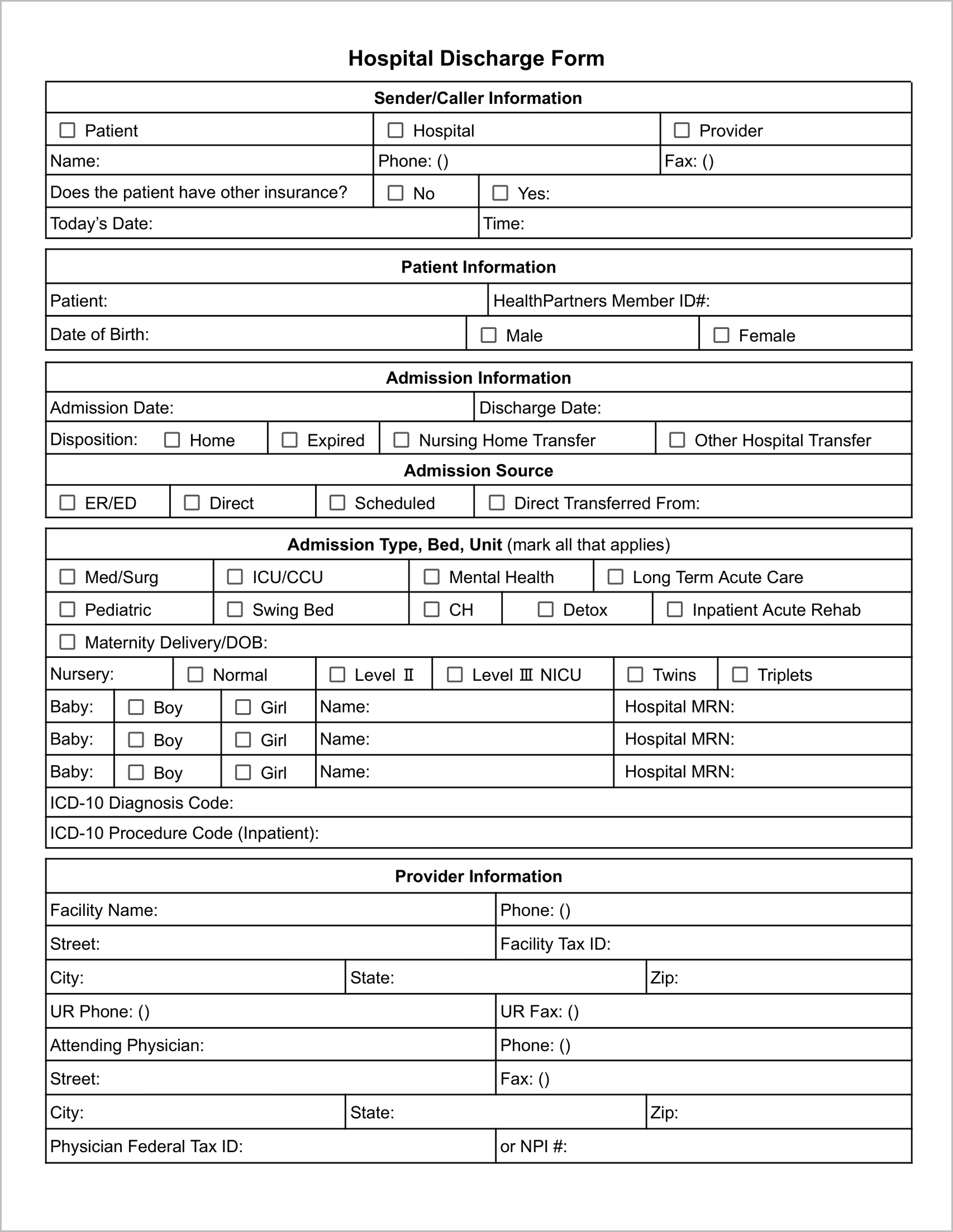 Free & Editable Hospital Discharge Form Template (Google Docs) 