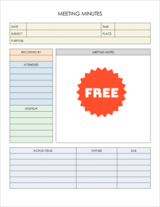 Free Editable Meeting Minutes Template